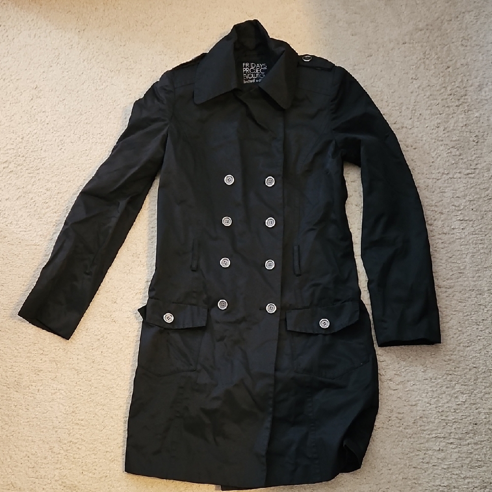 Stylish Black Double-Breasted Trench Coat